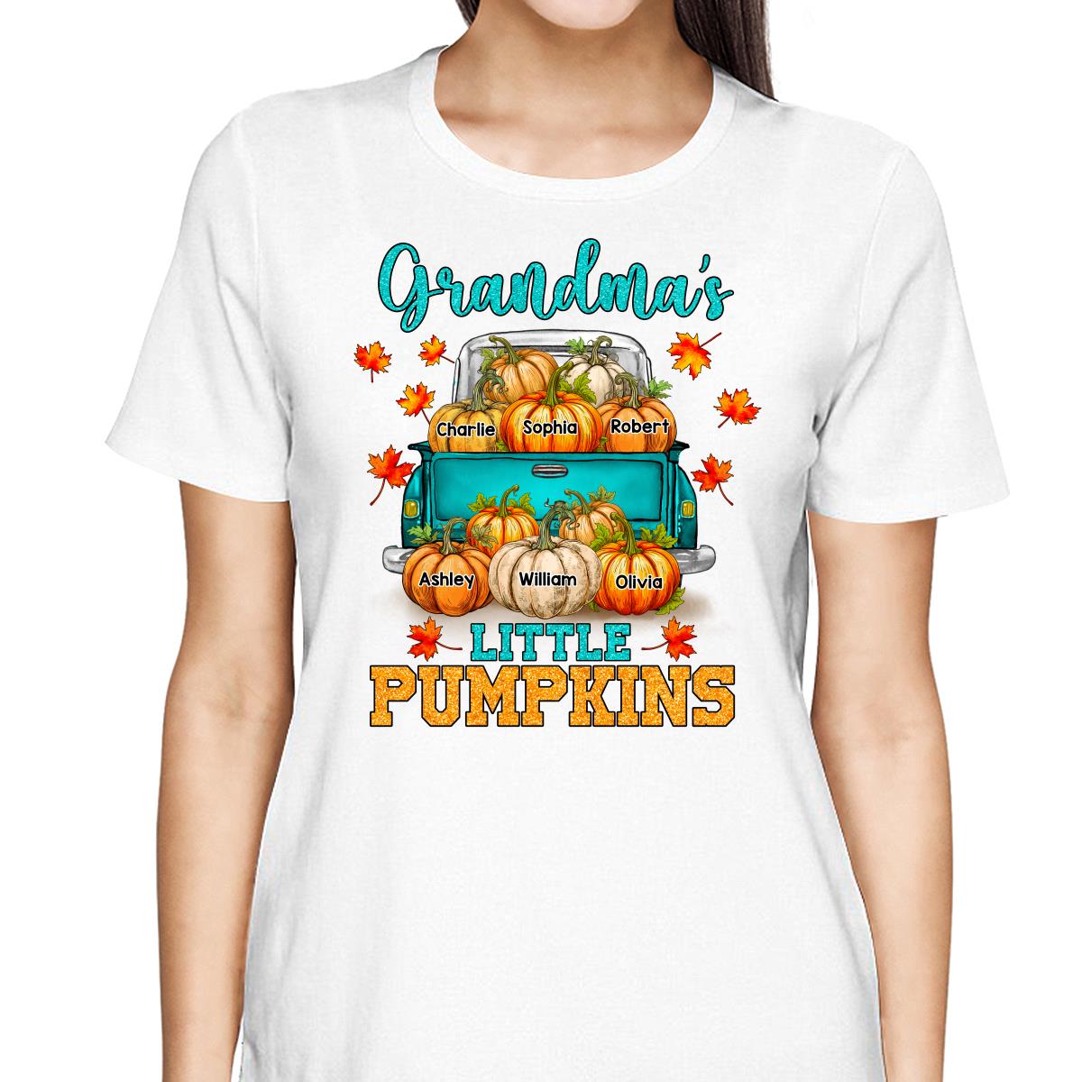 Fall Season Teal Pumpkin Truck Grandma Little Pumpkins Personalized Shirt