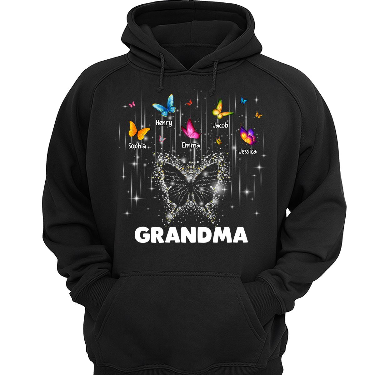 Twinkle Butterflies Mom Grandma Personalized Shirt