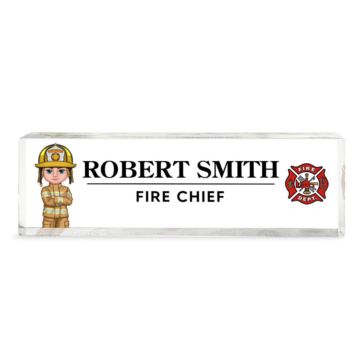 Proud Firefighter Personalized Acrylic Desk Name Plate, Appreciation Gift, Christmas Gift, Retirement Gift