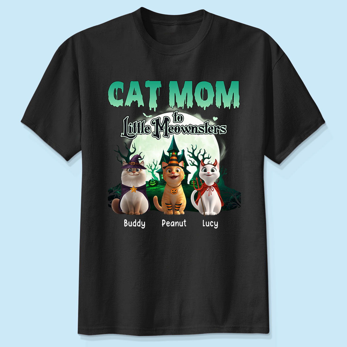 Cat Mom to Little Meownsters Personalized Shirt, Halloween Shirt for Cat Moms