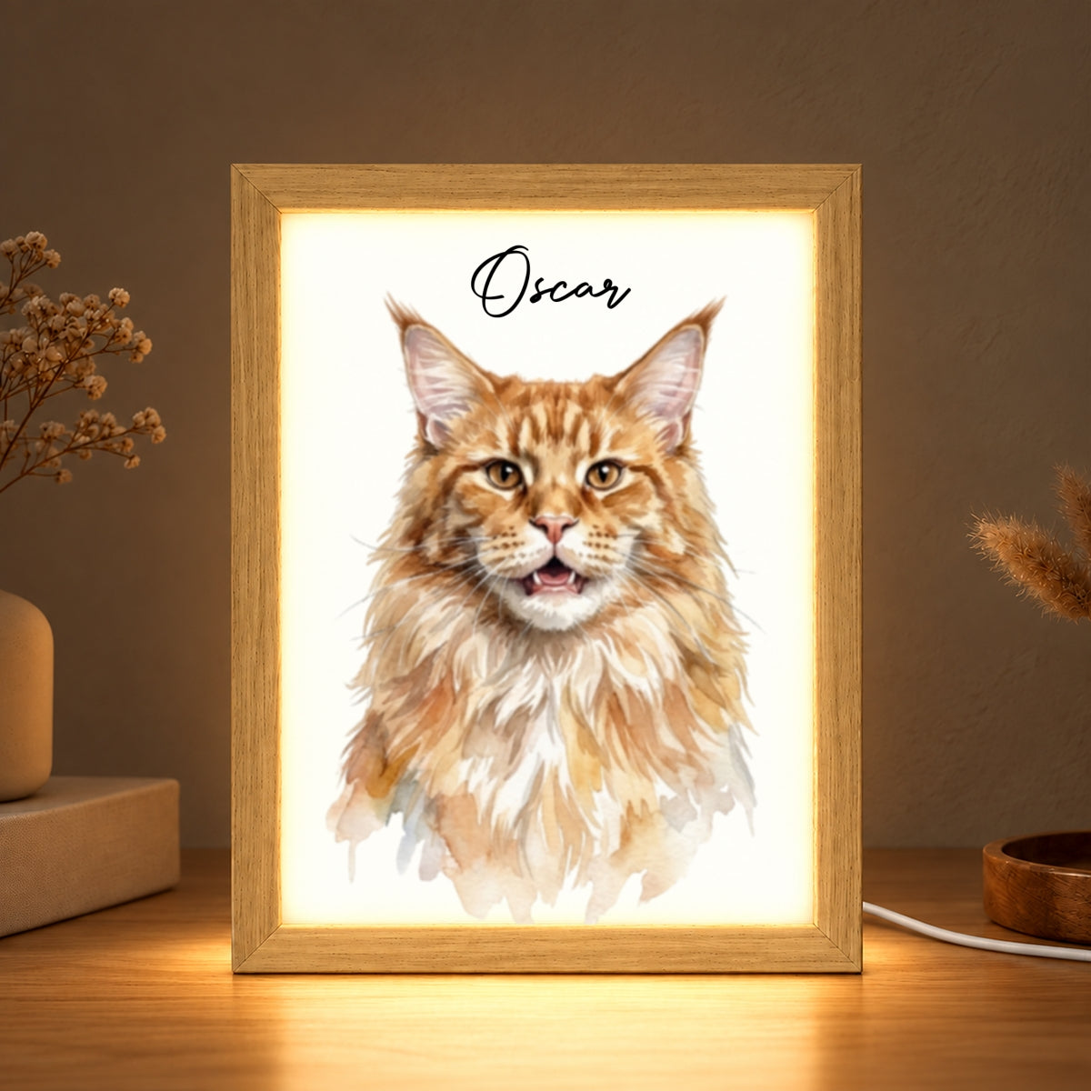 Custom Pet Portrait from Photo - Personalized Mirror Light Box - Heartfelt Christmas Gift for Pet Lovers, Memorial Sympathy Gift