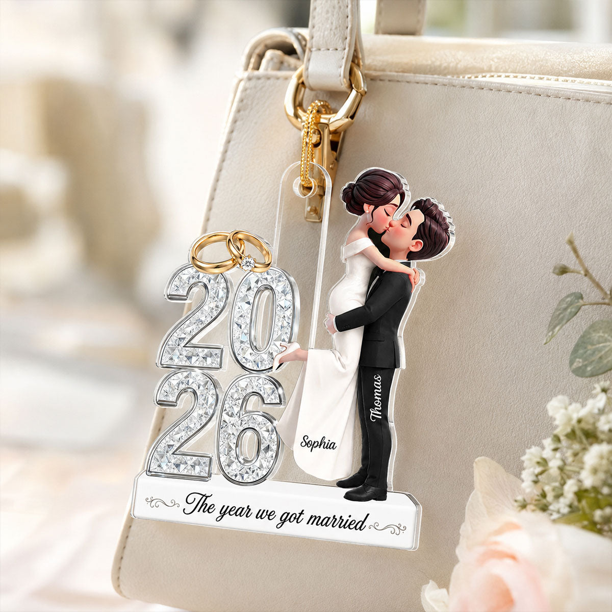 The Year We Got Married 2D Flat - Personalized Acrylic Ornament - Christmas Keepsake