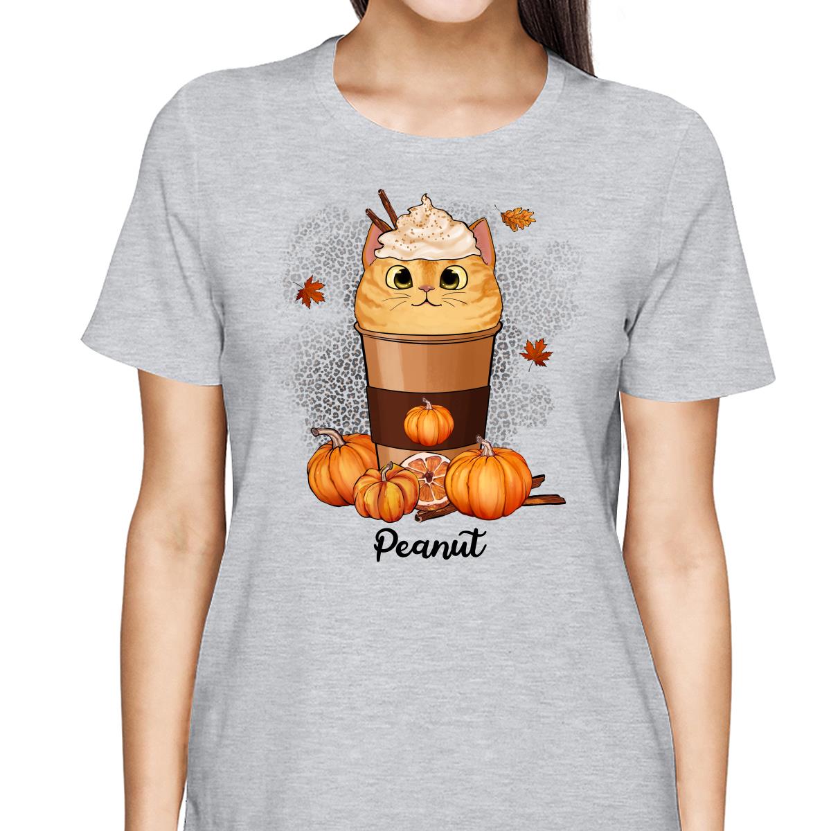 Cats In Pumpkin Spice Latte Fall Season Personalized Shirt