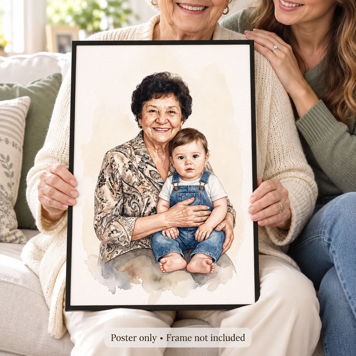 Add Deceased Loved One to Photo, Merge Multiple Pictures - Personalized Poster - Custom Family Memorial Portrait, Sympathy Gift