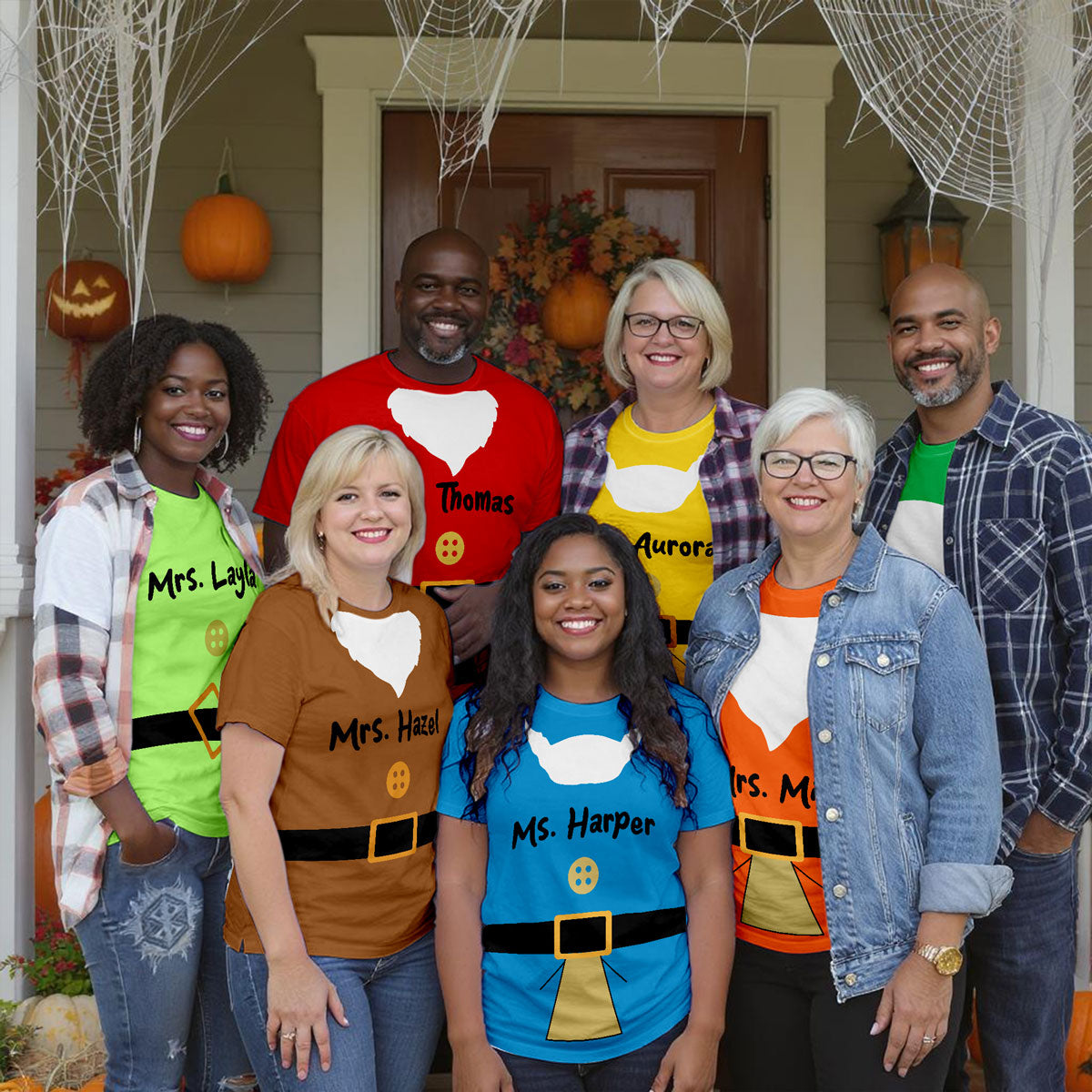 Halloween Dwarf With Beard Personalized Group Matching Shirt, Halloween Group Costume For Family, Friends, Colleagues