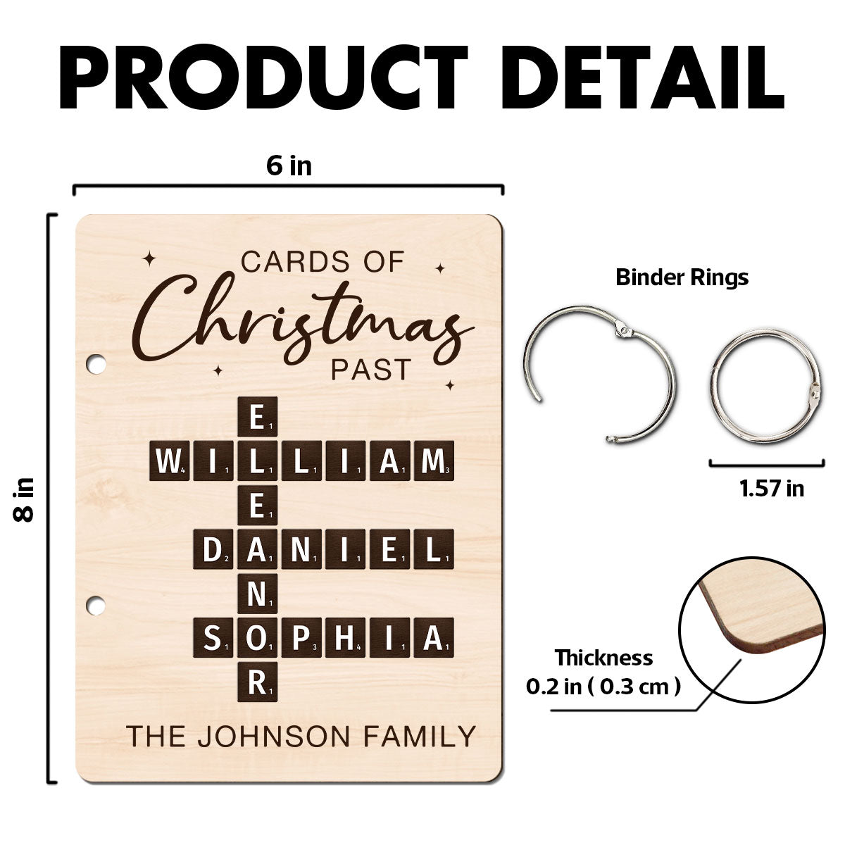 Cards Of Christmas Past Family Crossword Puzzle Art Personalized Christmas Card Keeper, Cards Keepsake, Card Storage