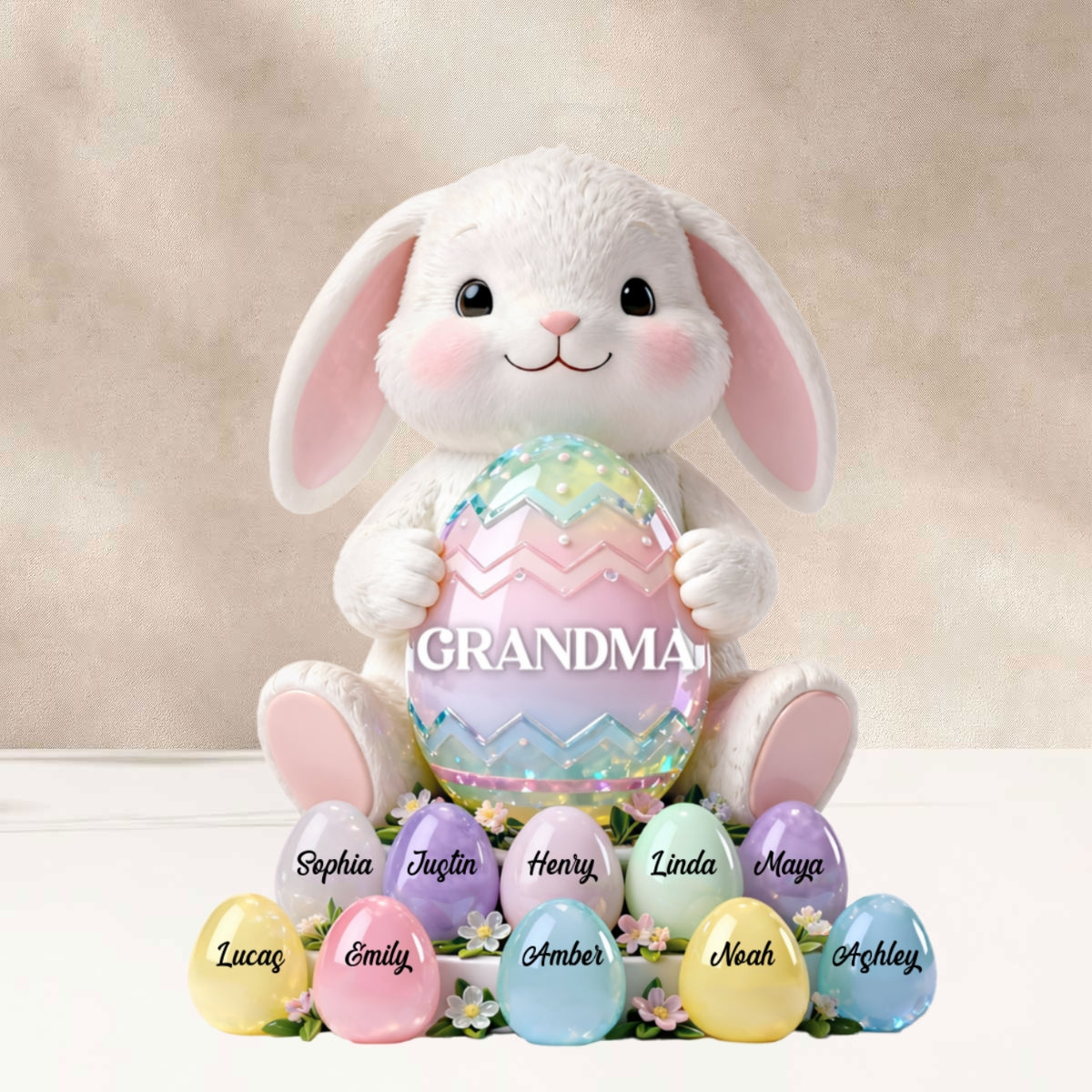Bunny Grandma Easter - Personalized Acrylic Block Plaque - Easter Decor for Grandma