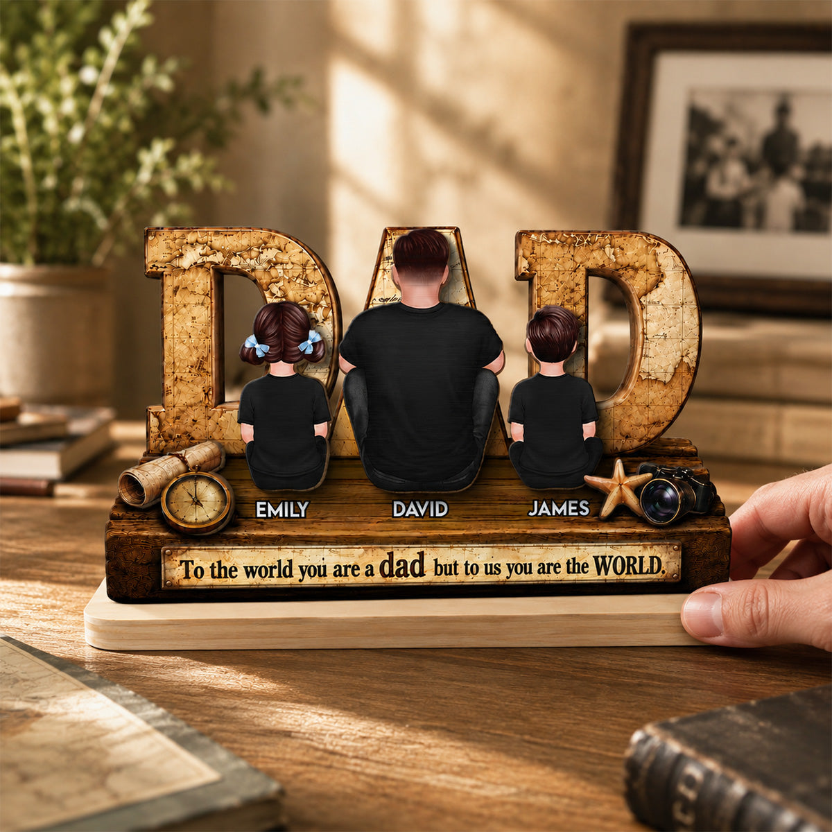 World Best Dad 2D Flat - Personalized Wooden Plaque - Father's Day Gift for Dad, Husband