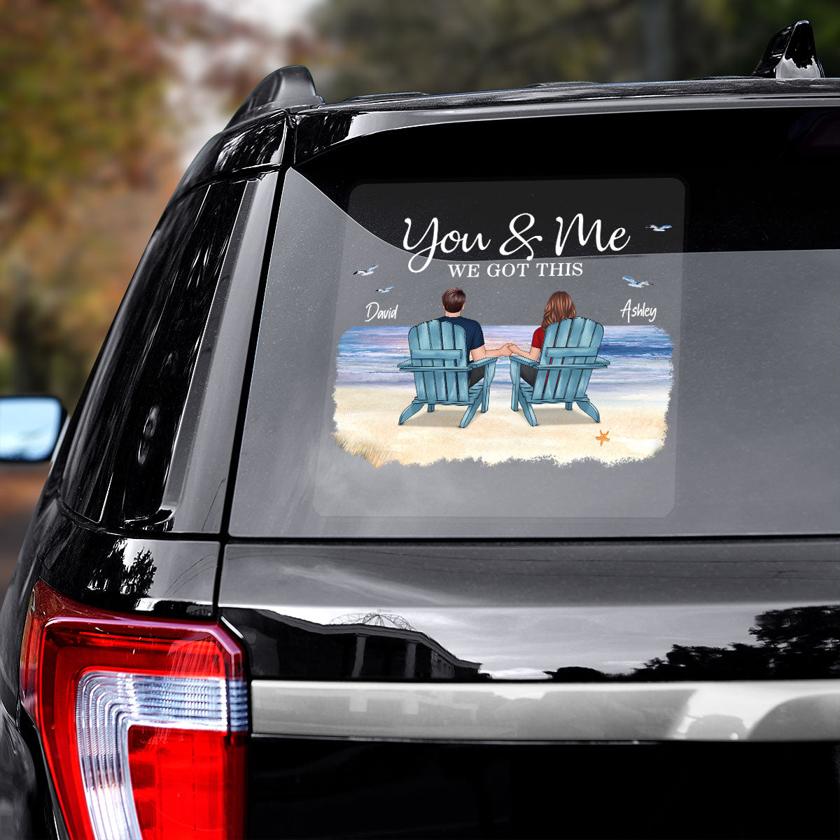 Couple You & Me We Got This Sitting Back View Personalized Decal