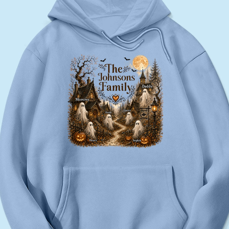 Cozy Haunted Village Halloween Family - Personalized Shirt - Halloween Gift For Family