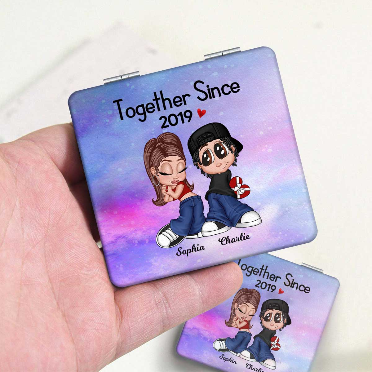 Y2K Couple Together Since Personalized Square Compact Mirror