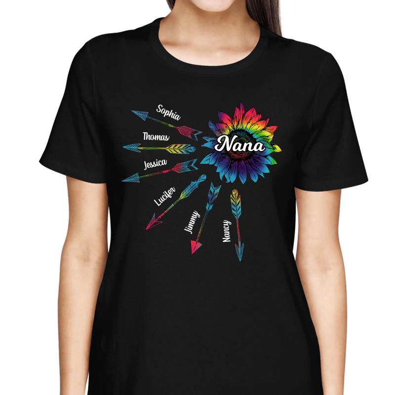 Mom Grandma Colorful Sunflower Arrows Personalized Shirt