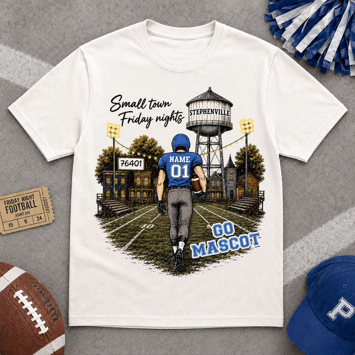 Custom Town Name & Zip Code - Personalized Shirt - Game Day Shirt for Football Mom, Football Mama