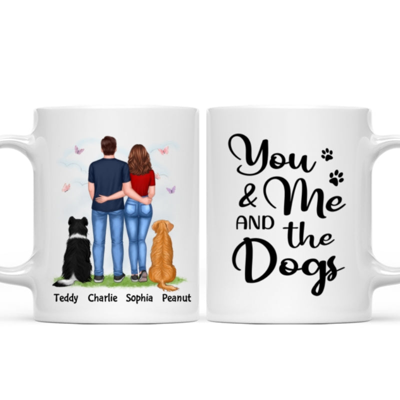 You Me & The Dogs Couple Back View Standing Personalized Mug