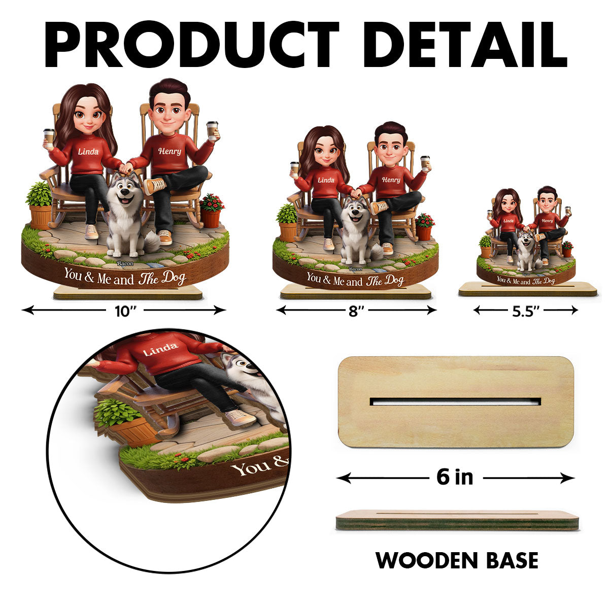 You And Me And The Fur Babies - Personalized Standing Wooden Plaque - Gift for Couple