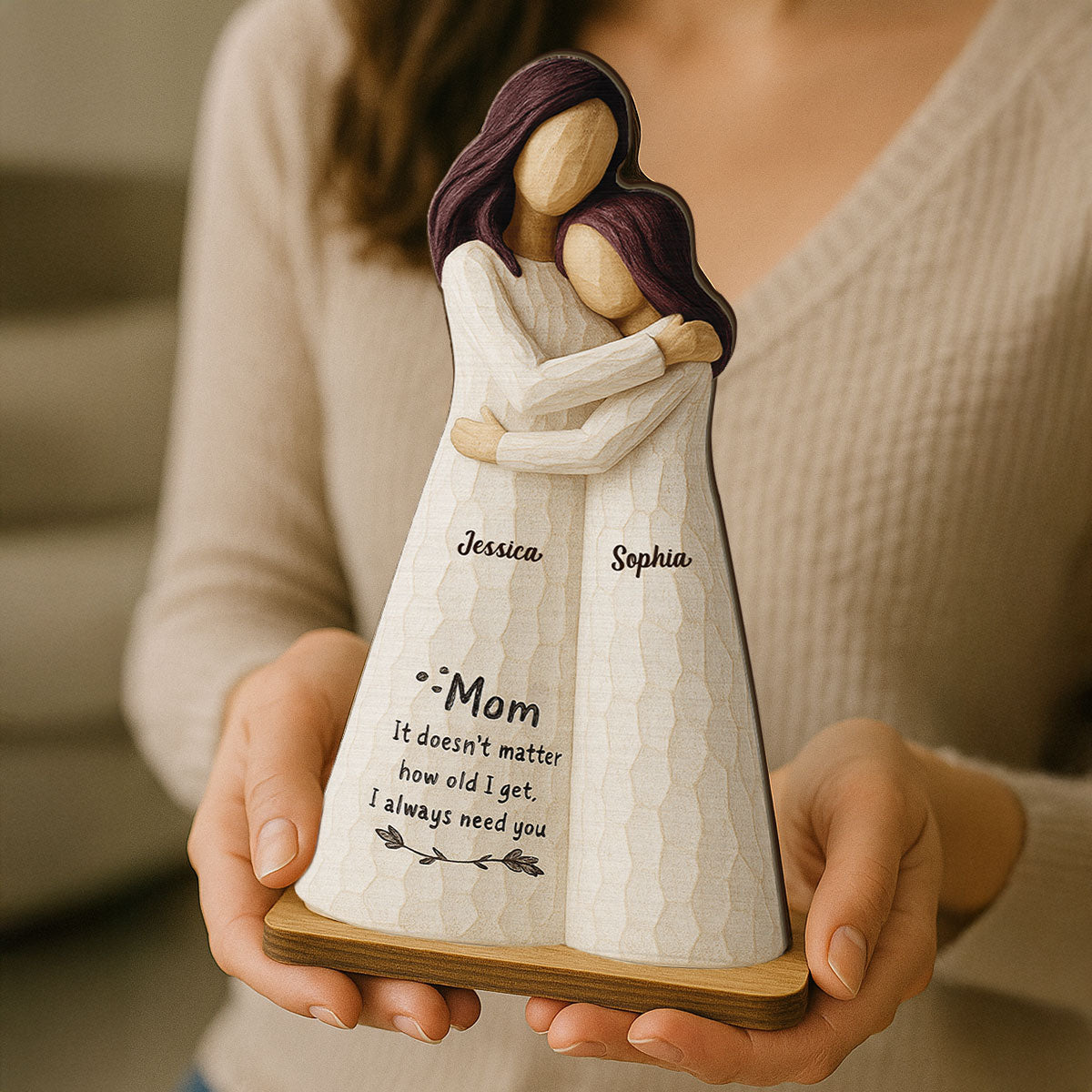 Always Need You Daughter & Mother 3D Effect Personalized Standing Wooden Plaque, Gift for Mom from Daughter