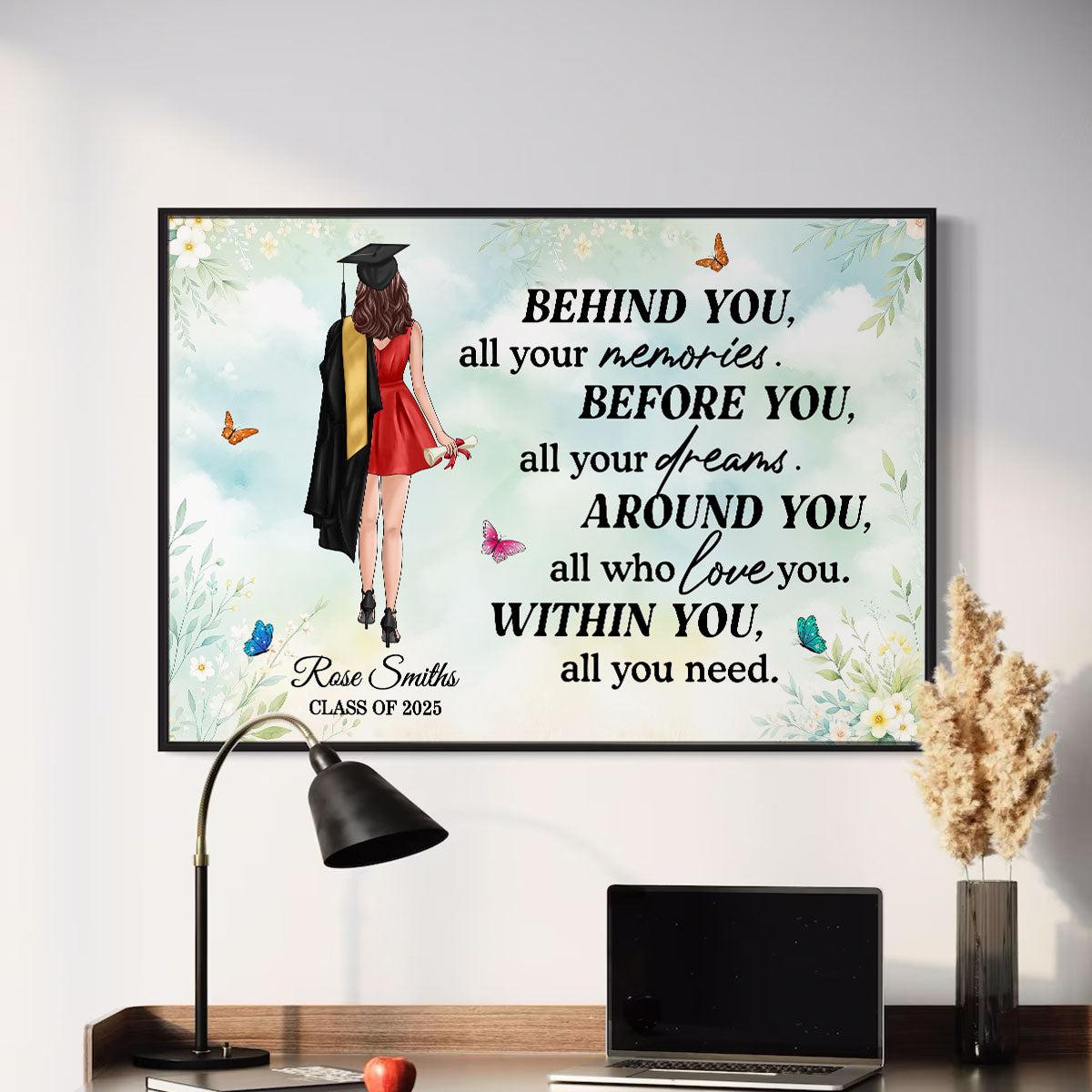 Graduation Senior Behind You All Your Memories Personalized Poster, Graduation Gift