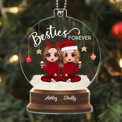 Doll Besties Christmas Snow Globe Personalized Acrylic Ornament