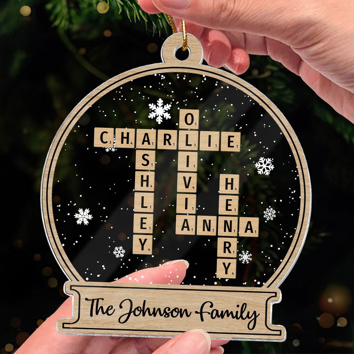 Family Gift Christmas Decor Crossword Puzzle Art Personalized Acrylic Ornament