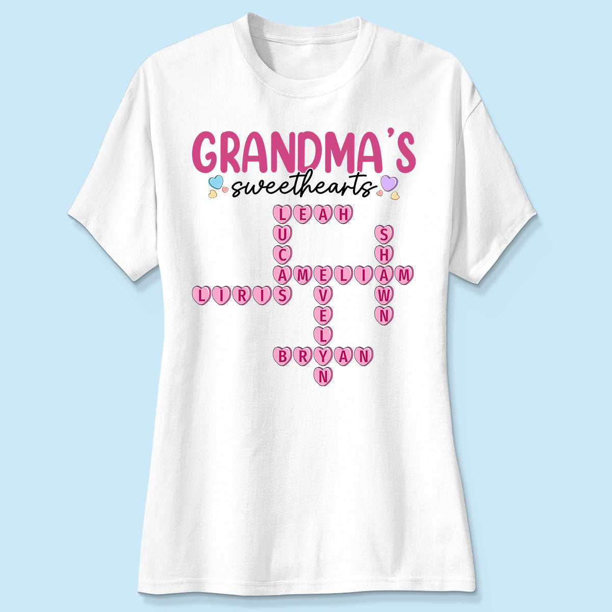 Grandma's Sweethearts Unique Crossword Puzzle Personalized Shirt