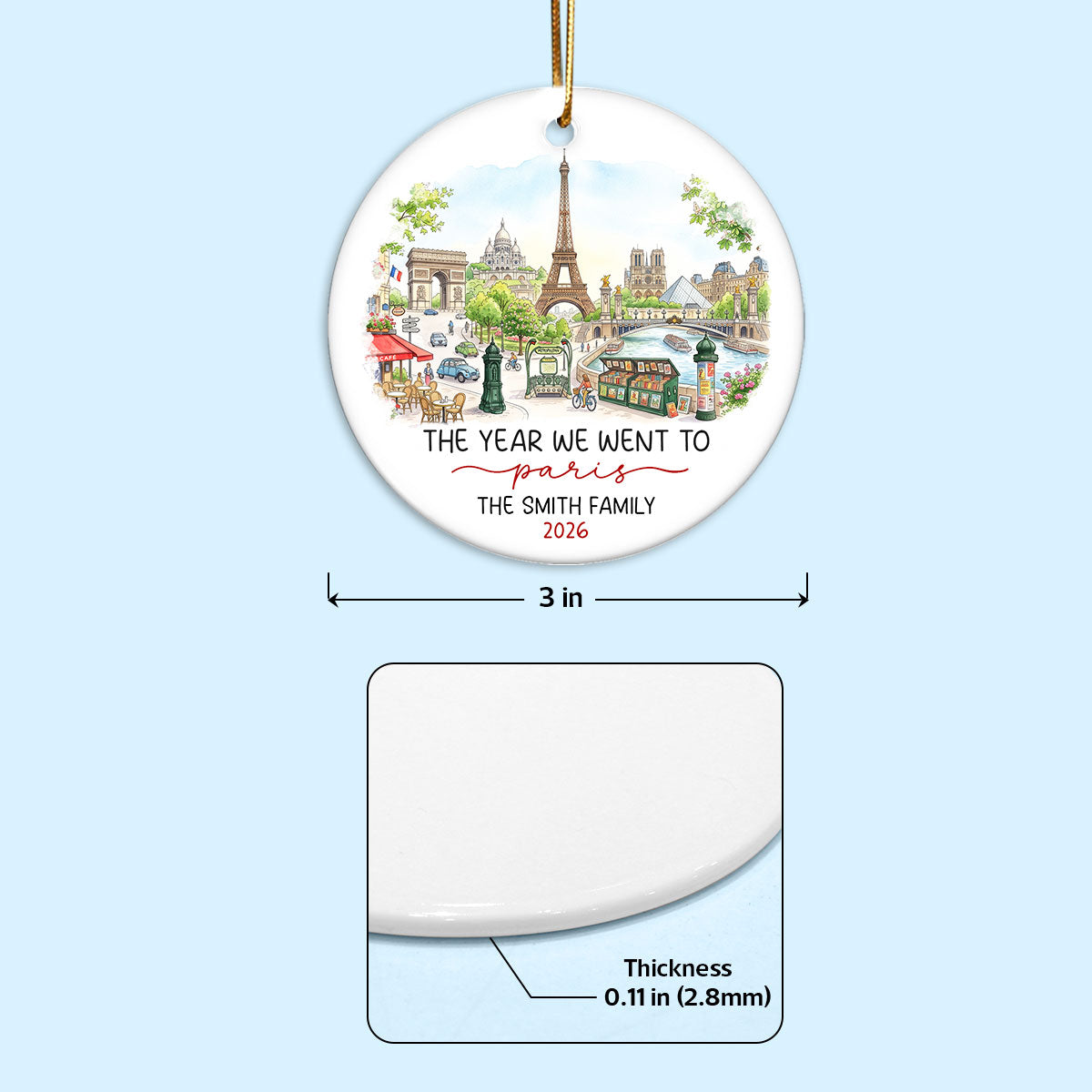 The Year We Went To - Personalized Ceramic Ornament - Travel Keepsake, Christmas Gift for Couples, Family, Friends & Travel Lovers.