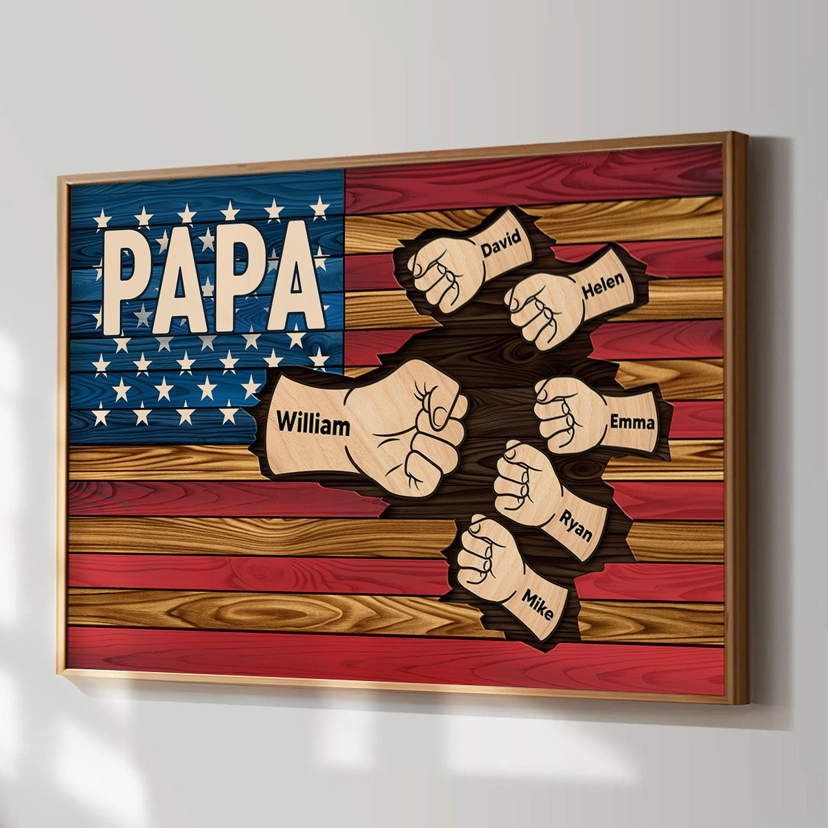 Grandpa Dad Nation Flag Fist Bump Personalized Poster, Gift For Grandpa, Dad