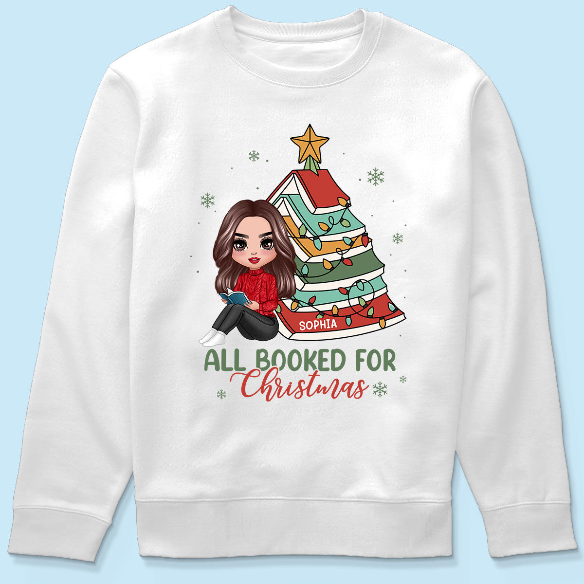 All Booked For Christmas Personalized Shirt For Book Lovers, Christmas Book Tree Shirt
