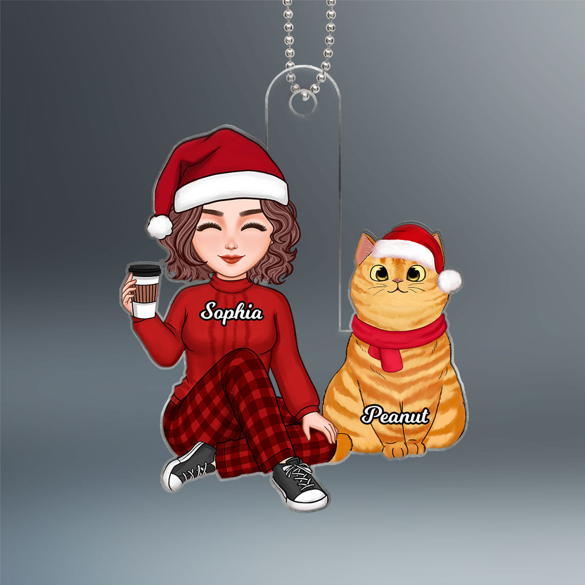 Cute Man Woman Cat Mom Cat Dad Christmas Gift For Cat Mom Cat Dad Personalized Acrylic Ornament