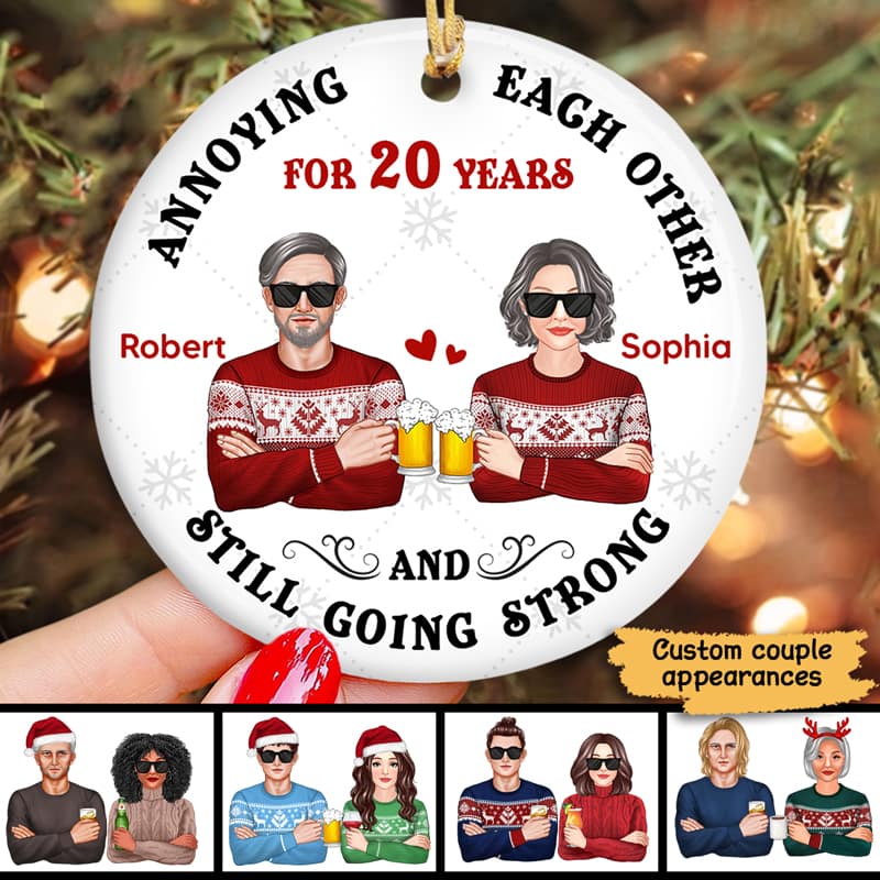 Couple Annoying Each Other Funny Christmas Gift Personalized Circle Ornament