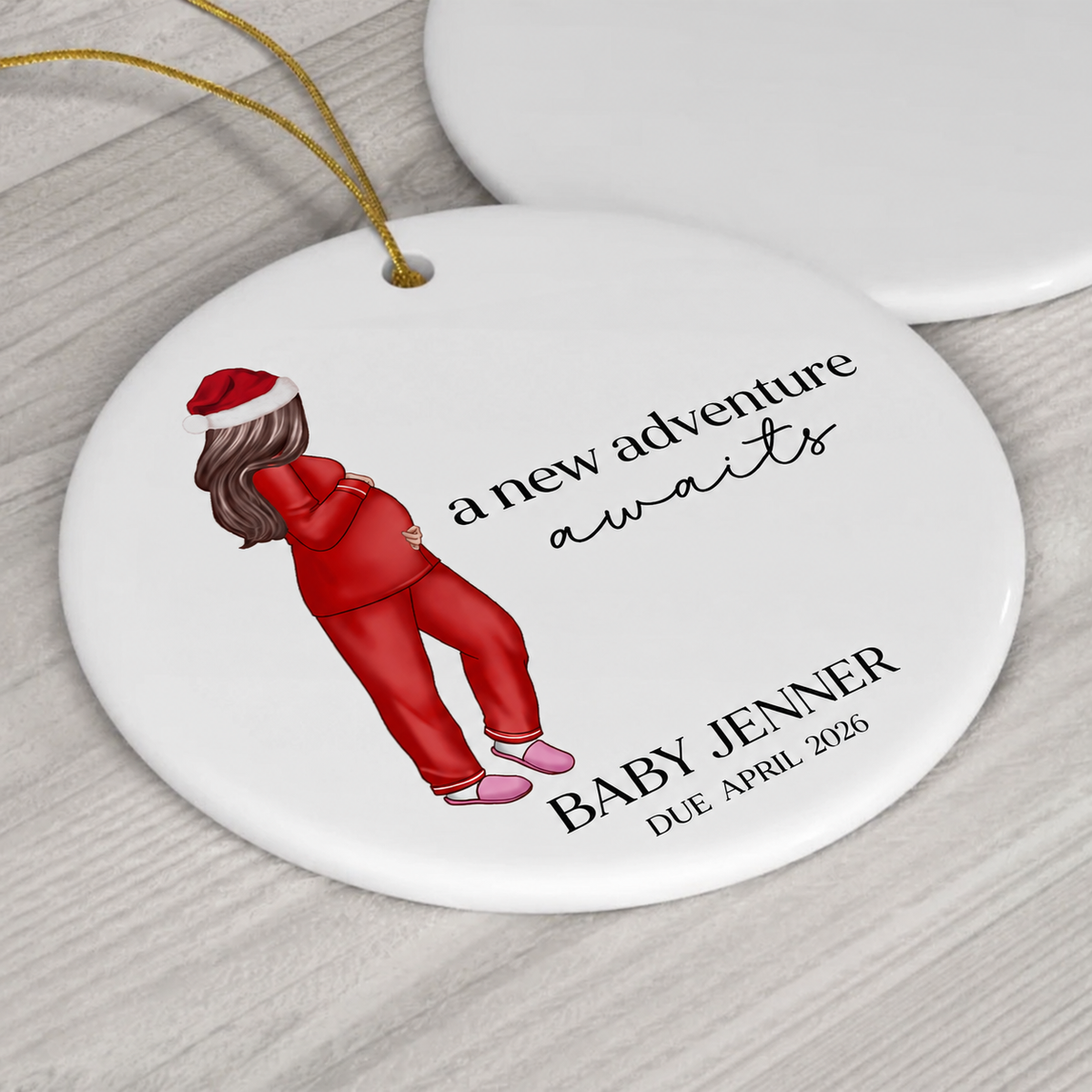 Pregnant Mom Baby Bump's First 2026 Ornament, - Personalized Ornament