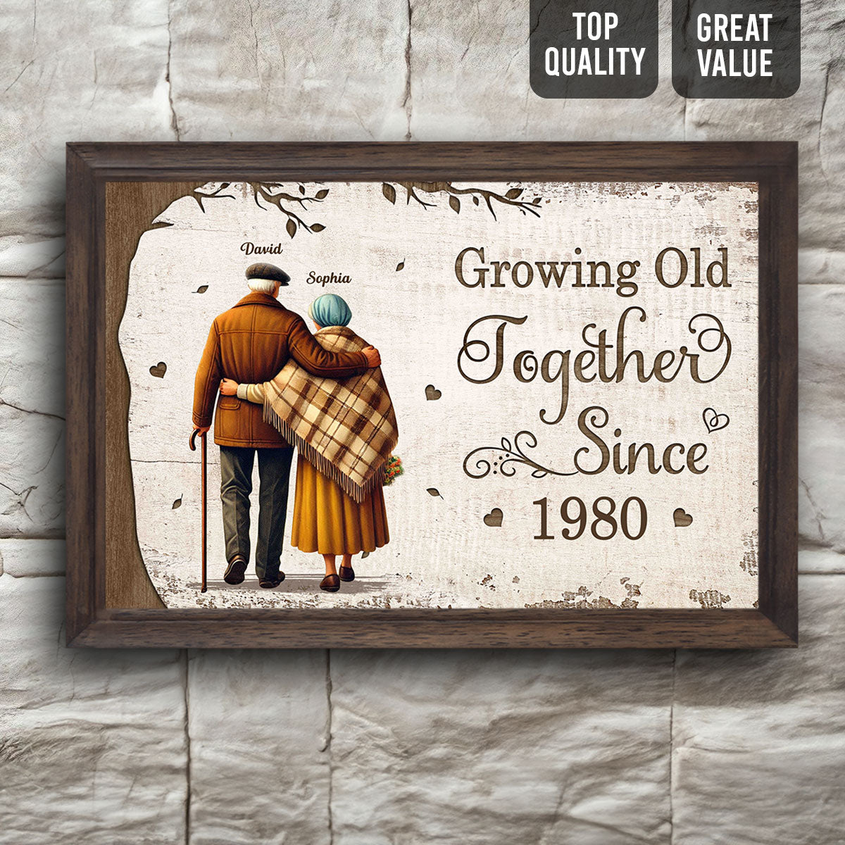 Favorite Place In The World Old Couple Growing Old Together Walking Personalized Poster, Heartfelt Gift For Him, For Her