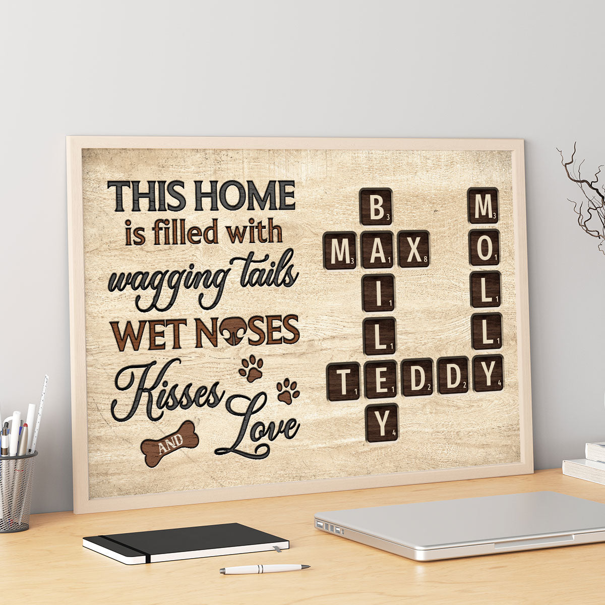Pet Lover Home Decor Home With Paw Prints Crossword Puzzle Art - Personalized Poster