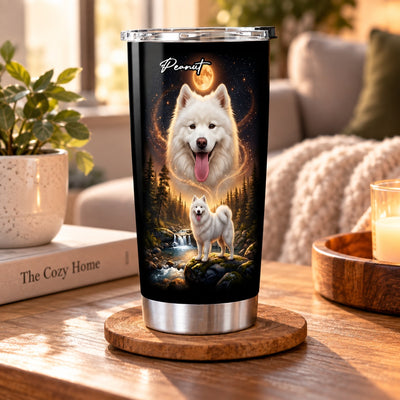 Dog Howling to the Moon - Personalized Tumbler - Gift for Dog, Cat Lovers, Pet Memorial Gift