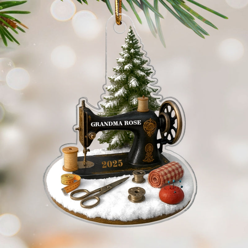 3D Effect Sewing Things - Personalized Acrylic Ornament - Gift For Grandma, Mom