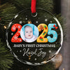 Custom Baby First Christmas Ornament 2025 - Personalized Glass Ornament - Baby Keepsake Gift, Newborn Gift, Personalized Photo Ornament
