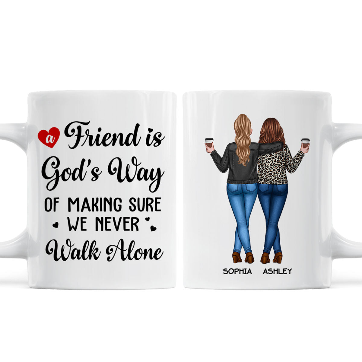 A Friend Is God's Way Besties Best Friend Gift Cup, Friendship Personalized Mug