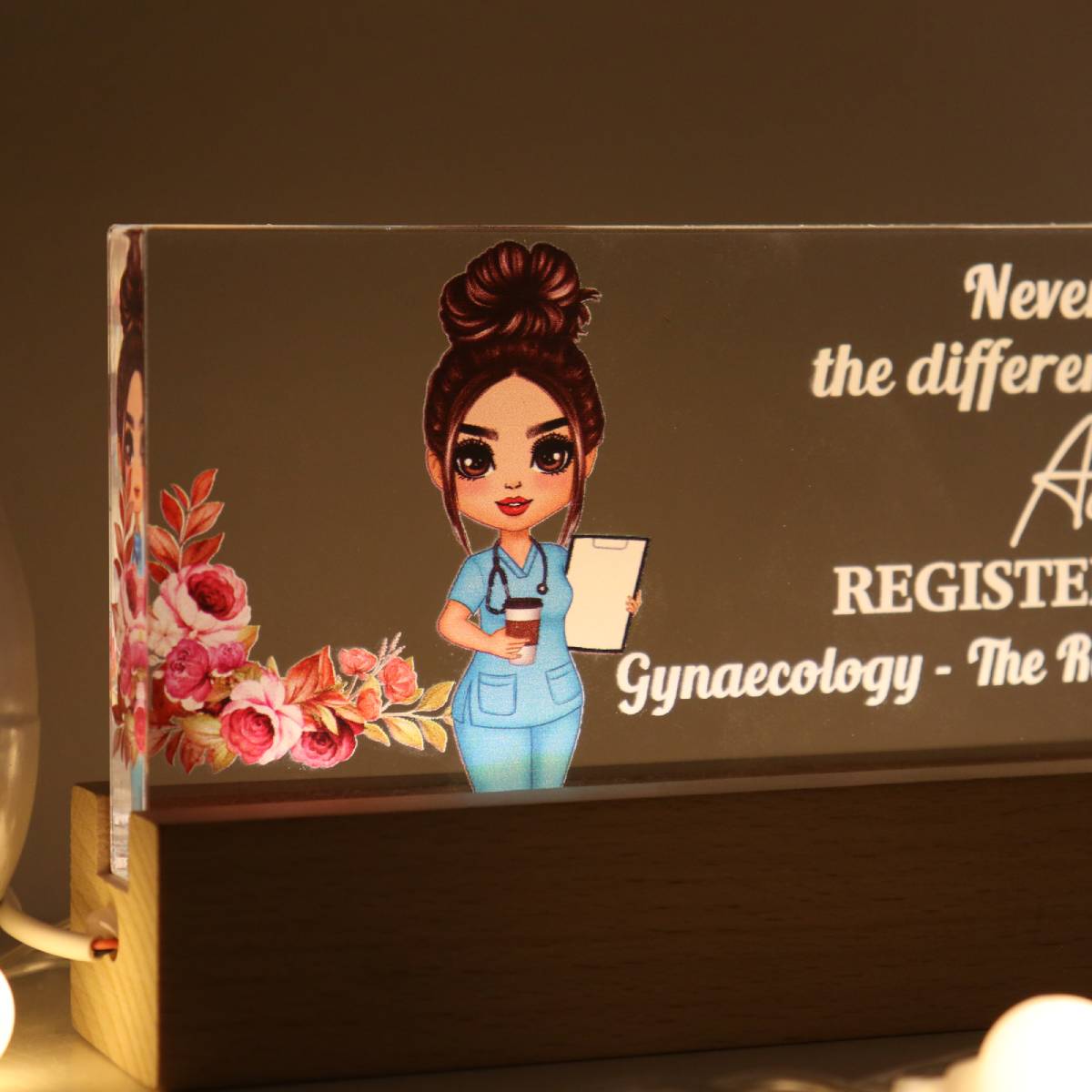 Nurse Gift Never Forget The Difference You Make Personalized Acrylic Block Night Light