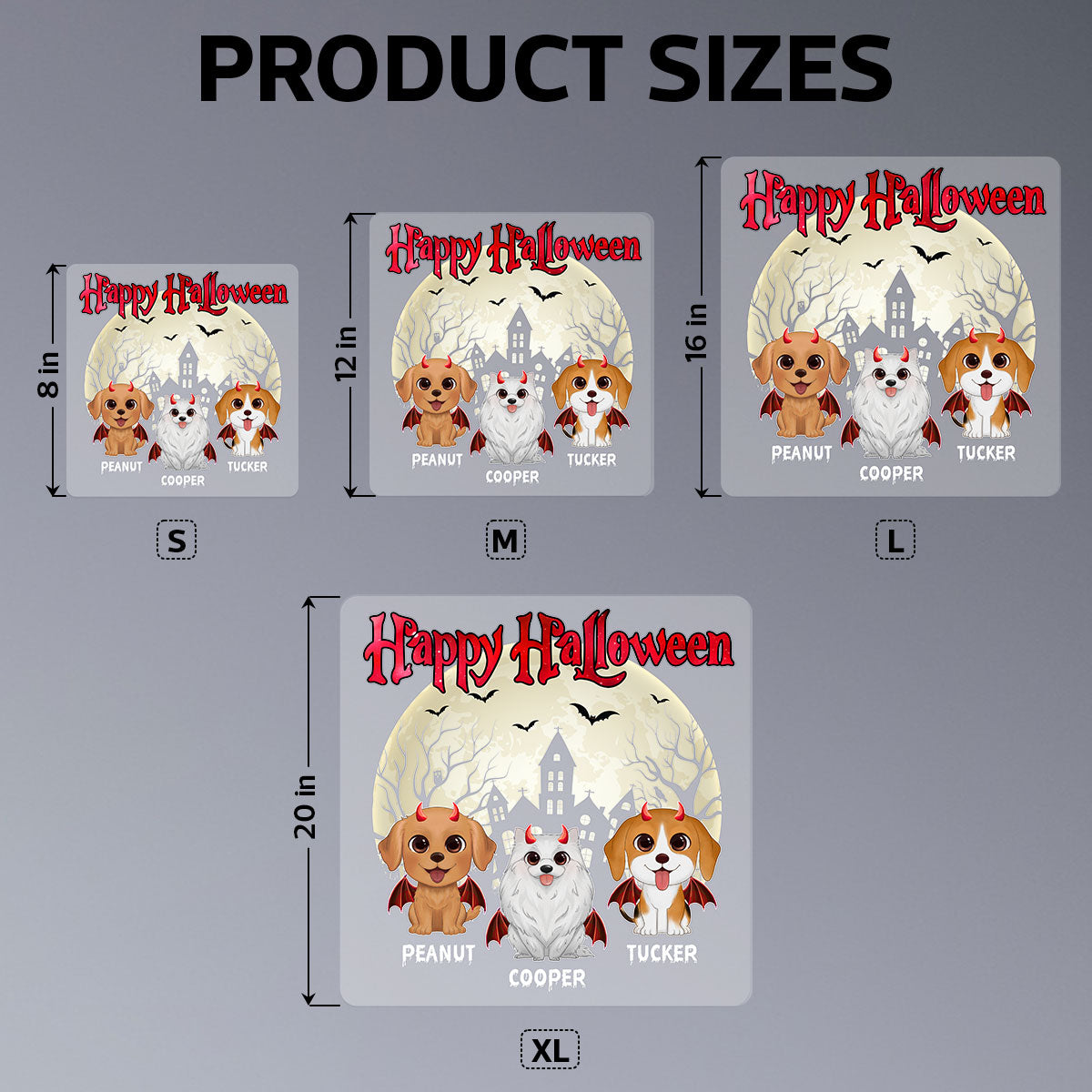 Happy Halloween Cute Dogs Personalized Decal, Halloween Decoration