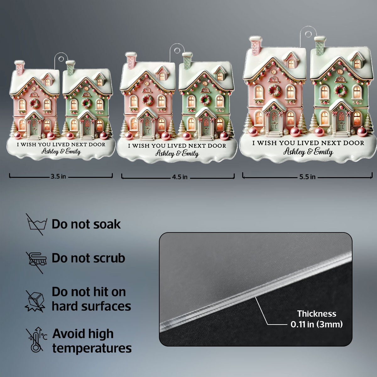 I Wish You Lived Next Door Personalized Acrylic Ornament, Christmas Gift For Best Friends