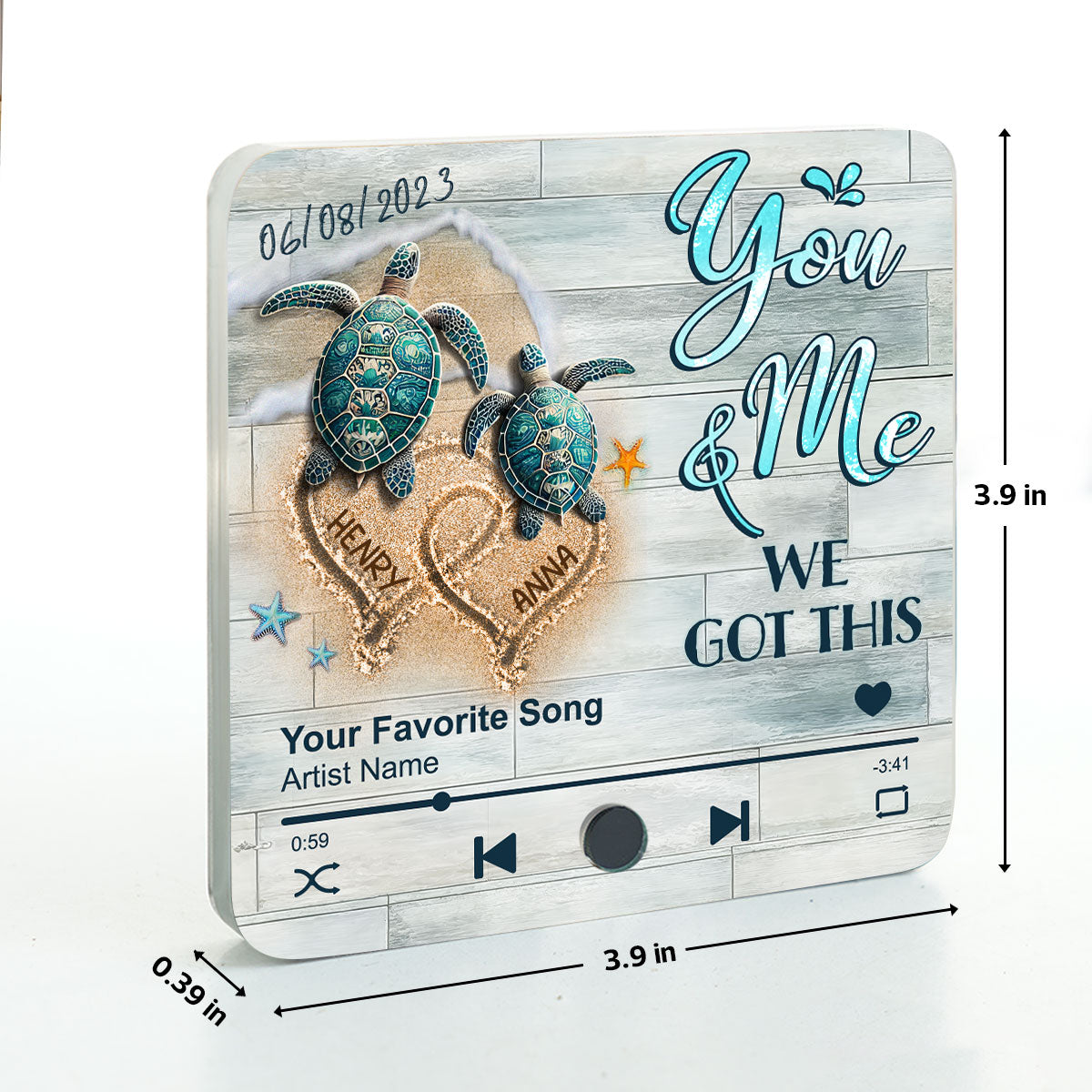 I Found You & You Found Me Sea Turtles Personalized Music Fridge Magnet,  Gift For Couple