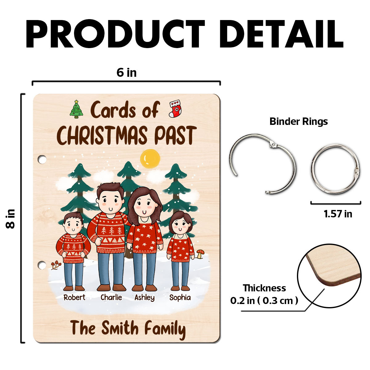 Comic Family Together Christmas Personalized Card Keeper, Card Holder, Card Book, Cards Keepsake
