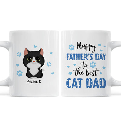 Blue Hearts Happy Father‘s Day To The Best Cat Dad Watercolor Cute Cats Personalized Mug