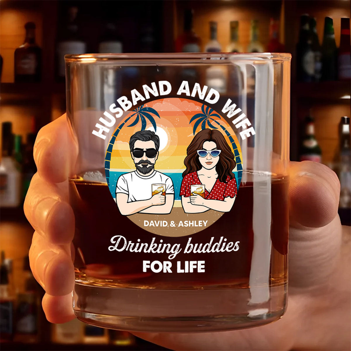 Husband And Wife Drinking Buddies for Life Personalized Wine Glass, Gift for him, Gift for her