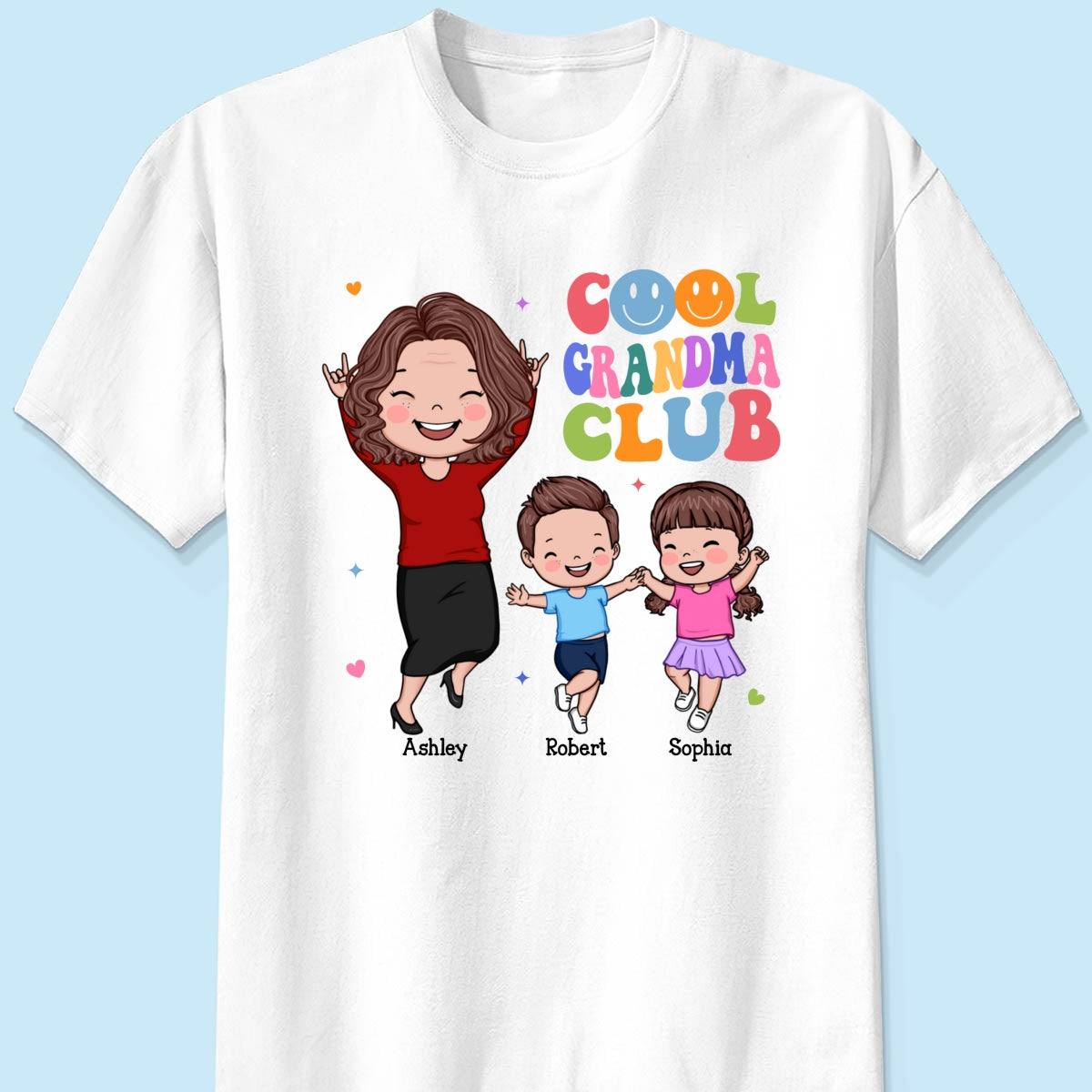 Vector Happy Woman And Kids Cool Grandma Club Personalized Shirt