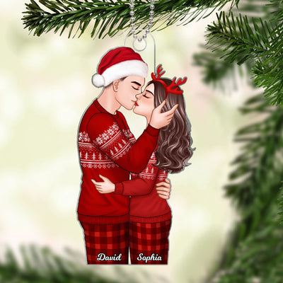 Christmas Romantic Couple Kissing Gift For Him For Her Personalized Acrylic Ornament