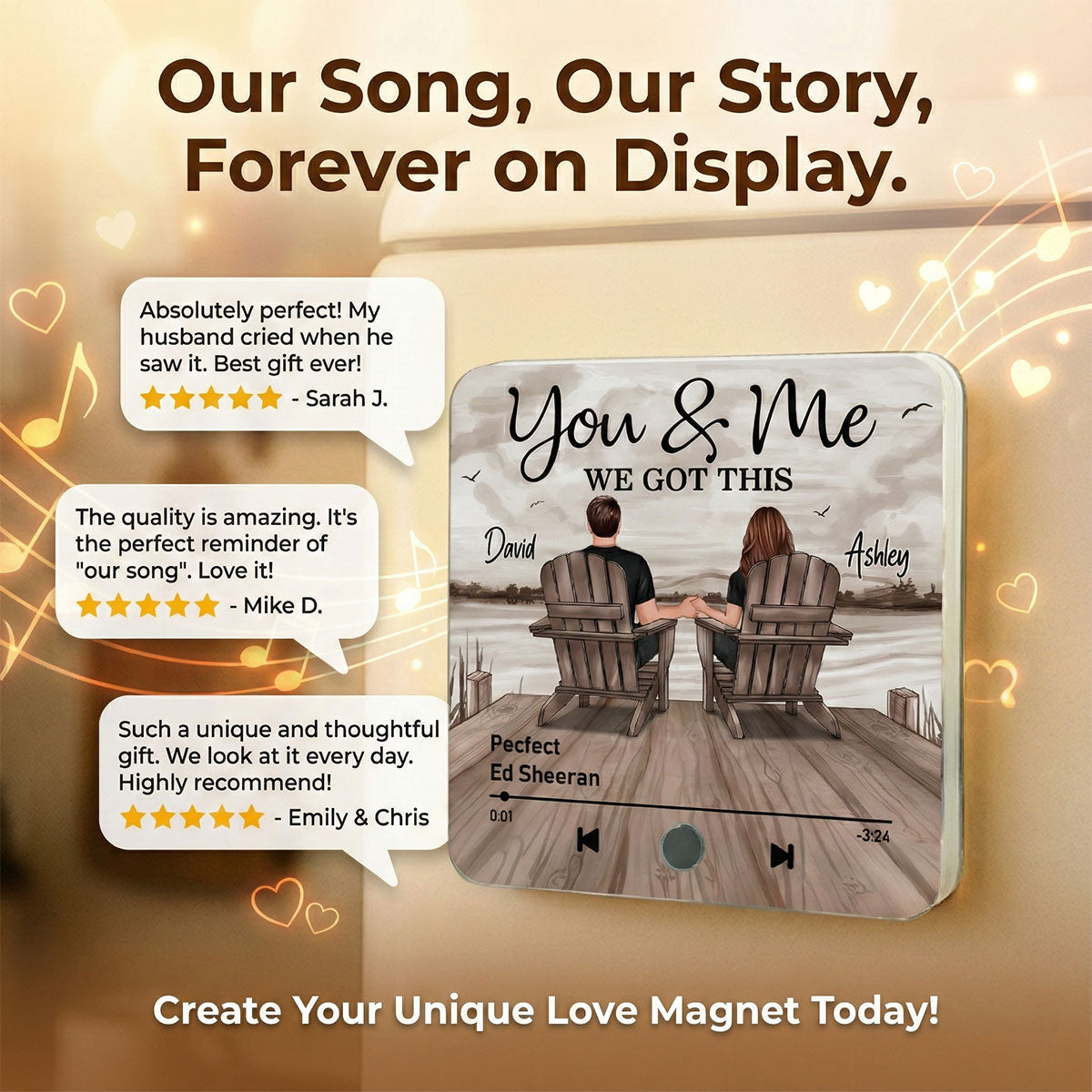 Couple You & Me We Got This Retro Personalized Music Fridge Magnet, Heartfelt 2025  Gift For Couple, For Him, For Her, Boyfriend, Girlfriend, Husband, Wife