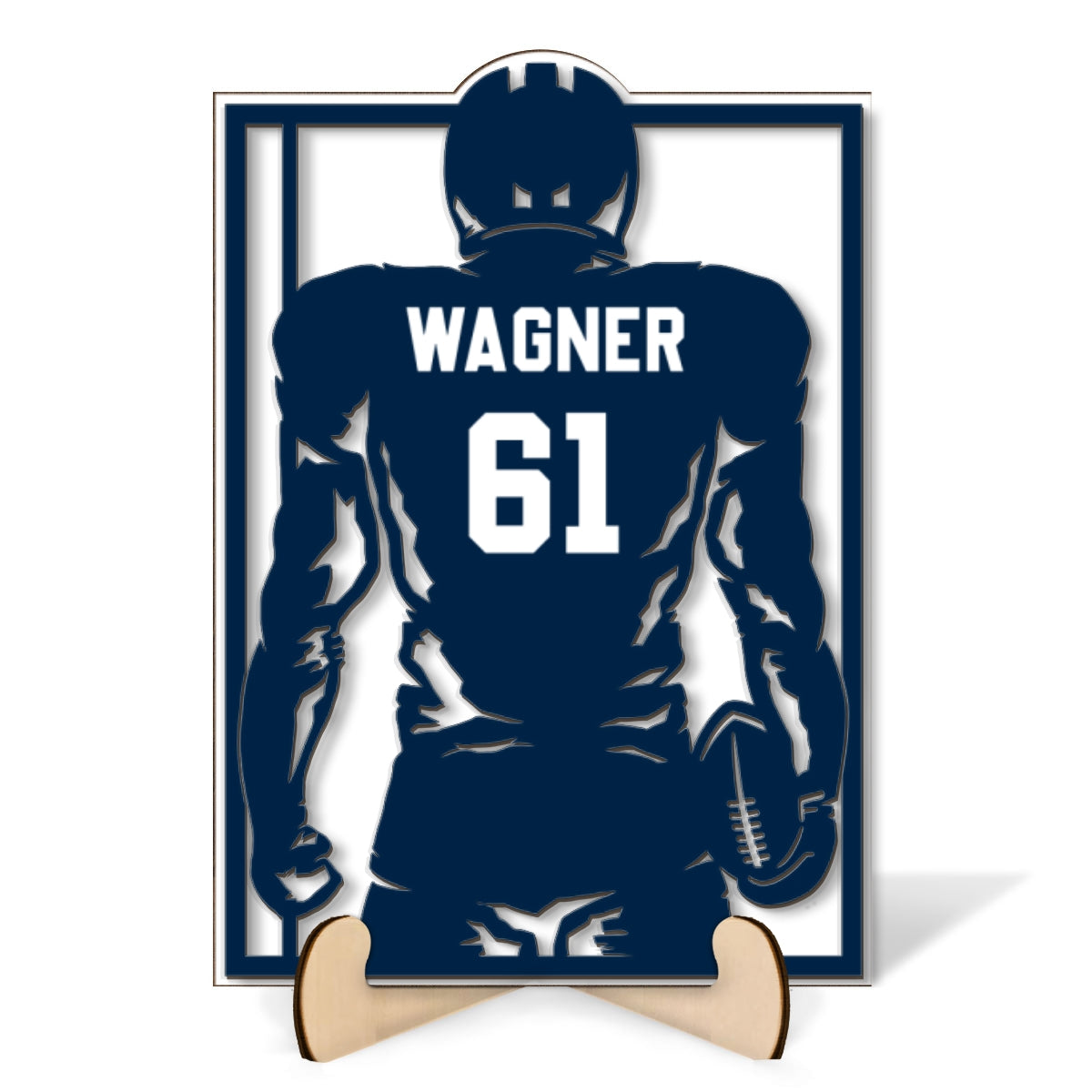 Custom Football Player Gift For High School Senior Gift For Football Coach Personalized 2-Layer Wooden Plaque