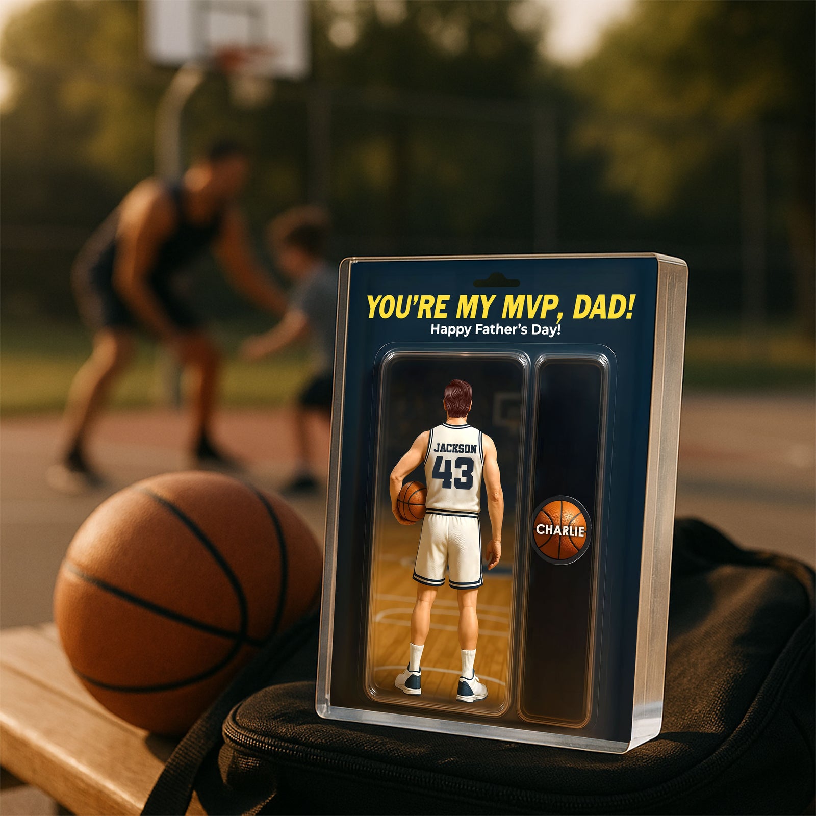 You're My MVP Dad Basketball With Kids' Names Custom Figure Personalized Acrylic Block Plaque, Perfect Father's Day Gift For Him, For Basketball Dad