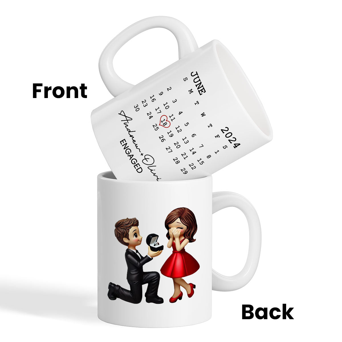 Personalized Mr Mrs Coffee Mug, Marriage Proposal Personalized Engagement  Gift for him, Gift for her