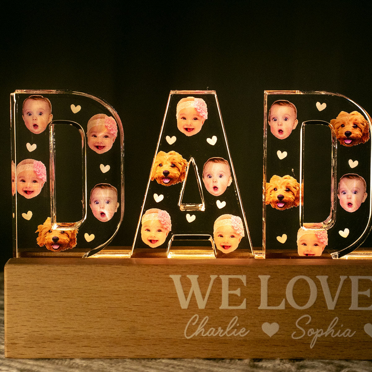 Daddy Custom Face Photo Personalized LED Night Light, Gift For Dad